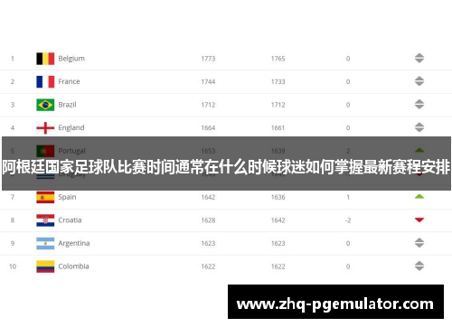 阿根廷国家足球队比赛时间通常在什么时候球迷如何掌握最新赛程安排